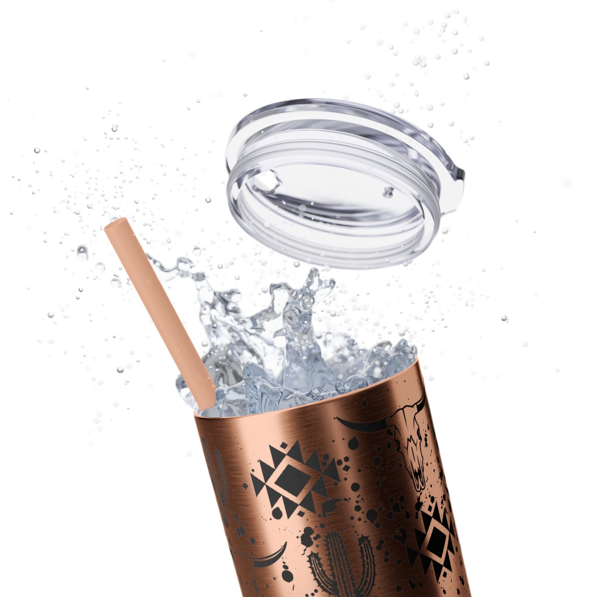 Western Boho Skinny Tumbler with Straw, 20oz