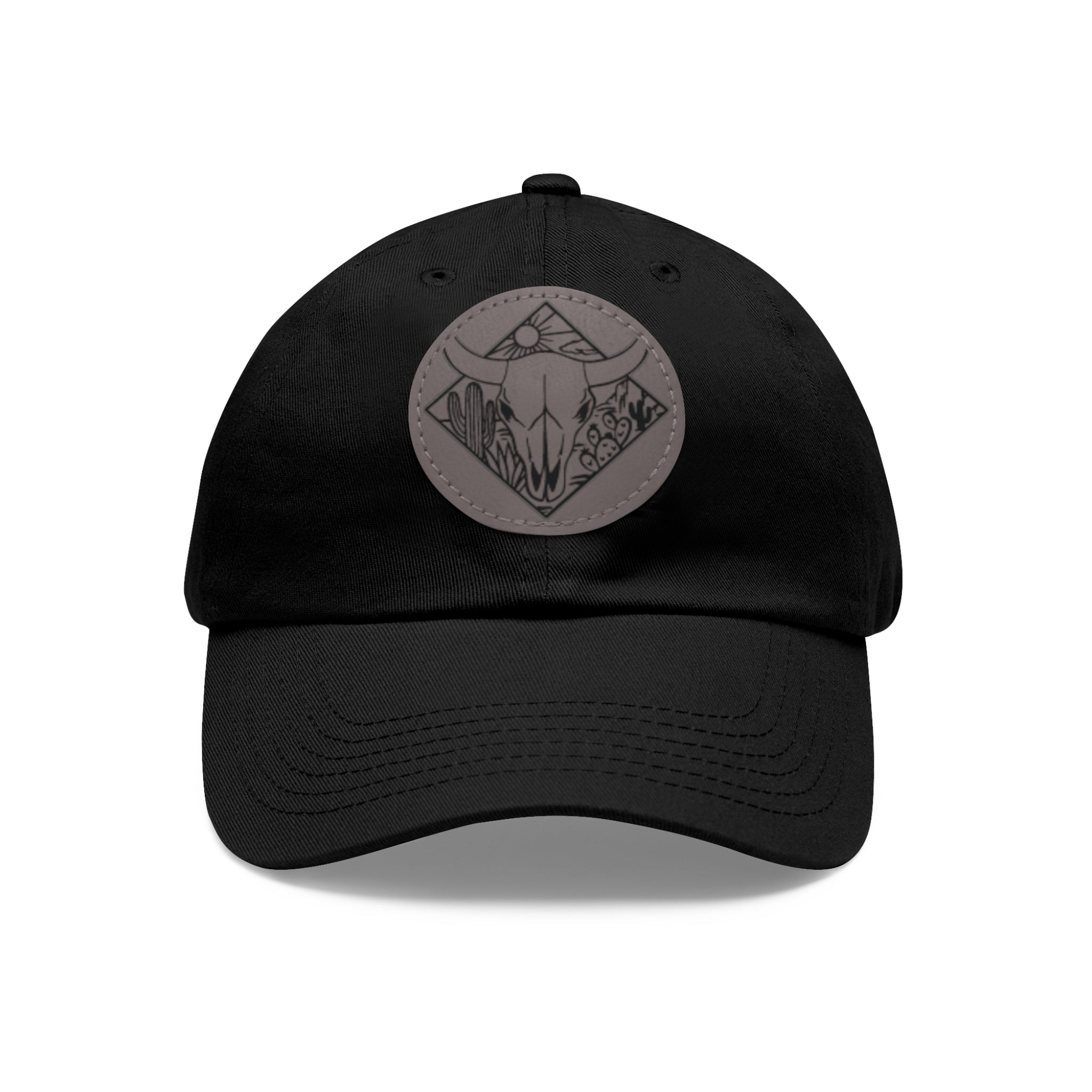 Boho Bull Skull Dad Hat with Leather Patch