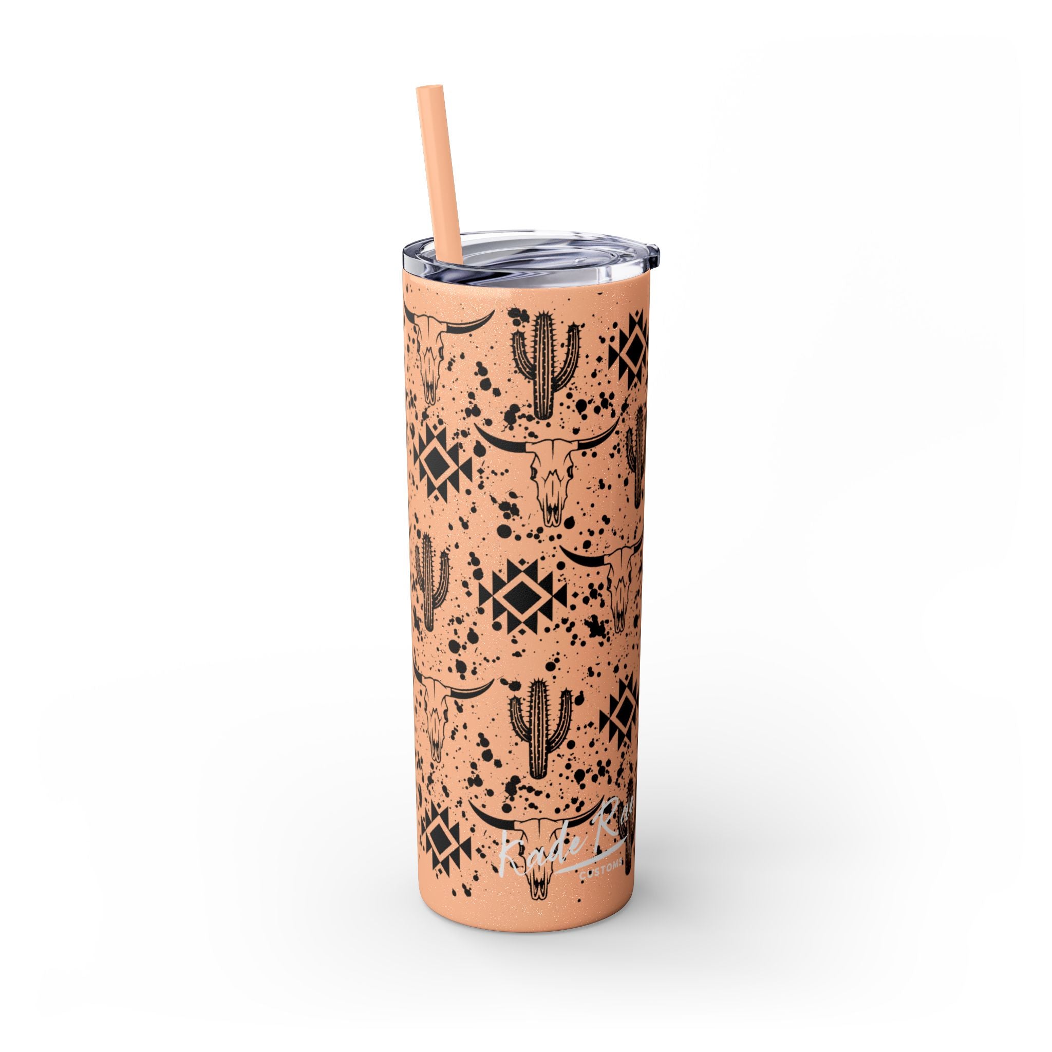 Western Boho Skinny Tumbler with Straw, 20oz