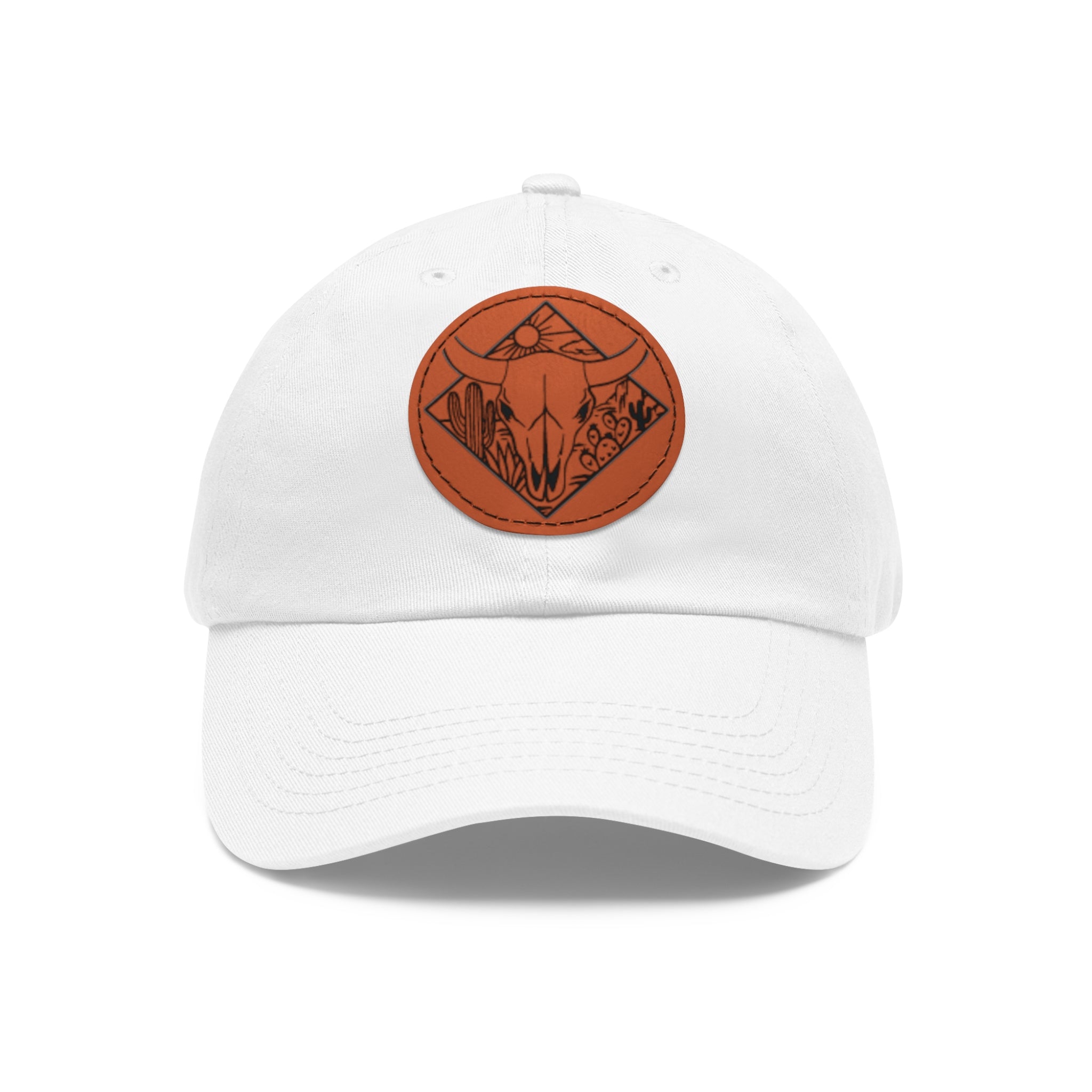 Boho Bull Skull Dad Hat with Leather Patch