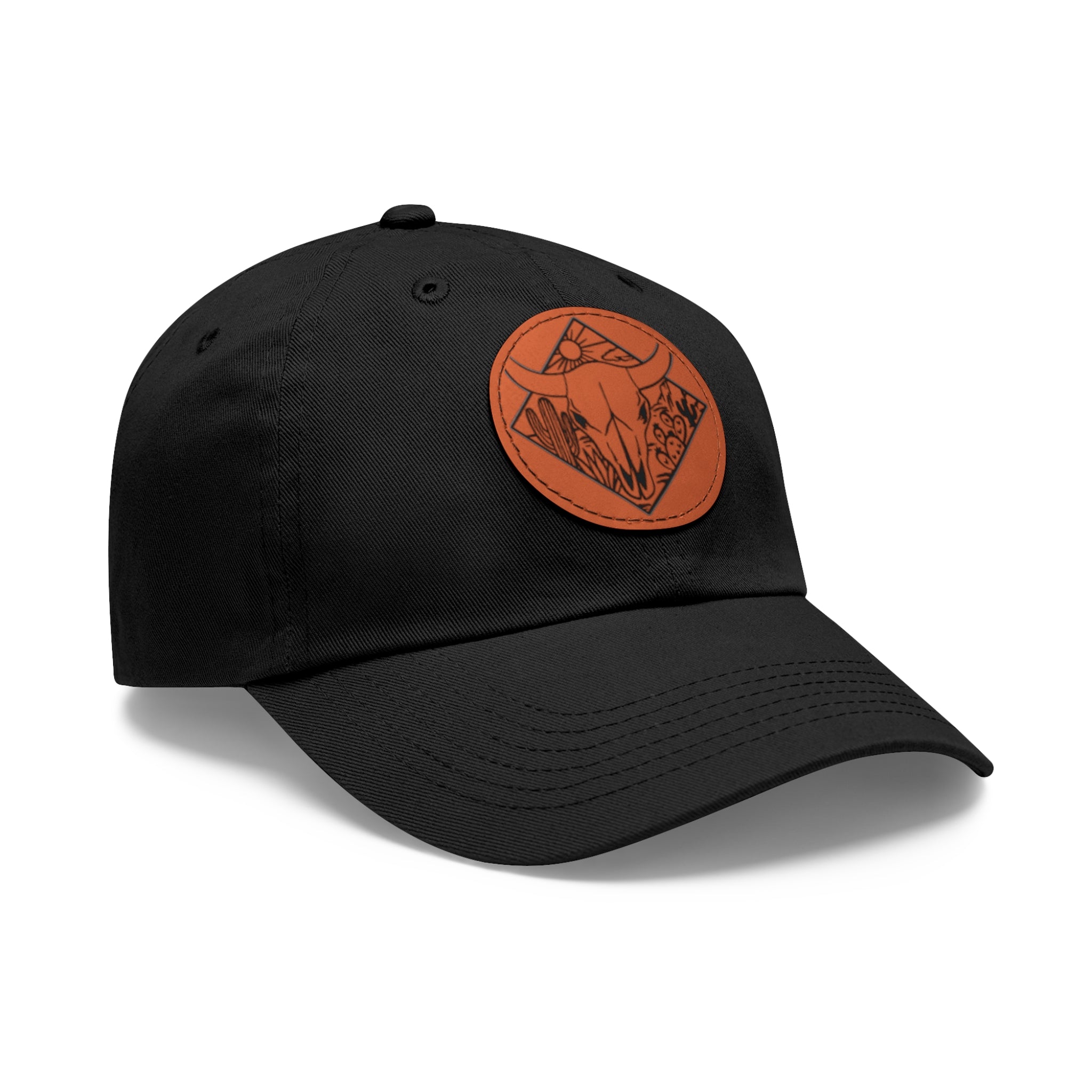 Boho Bull Skull Dad Hat with Leather Patch