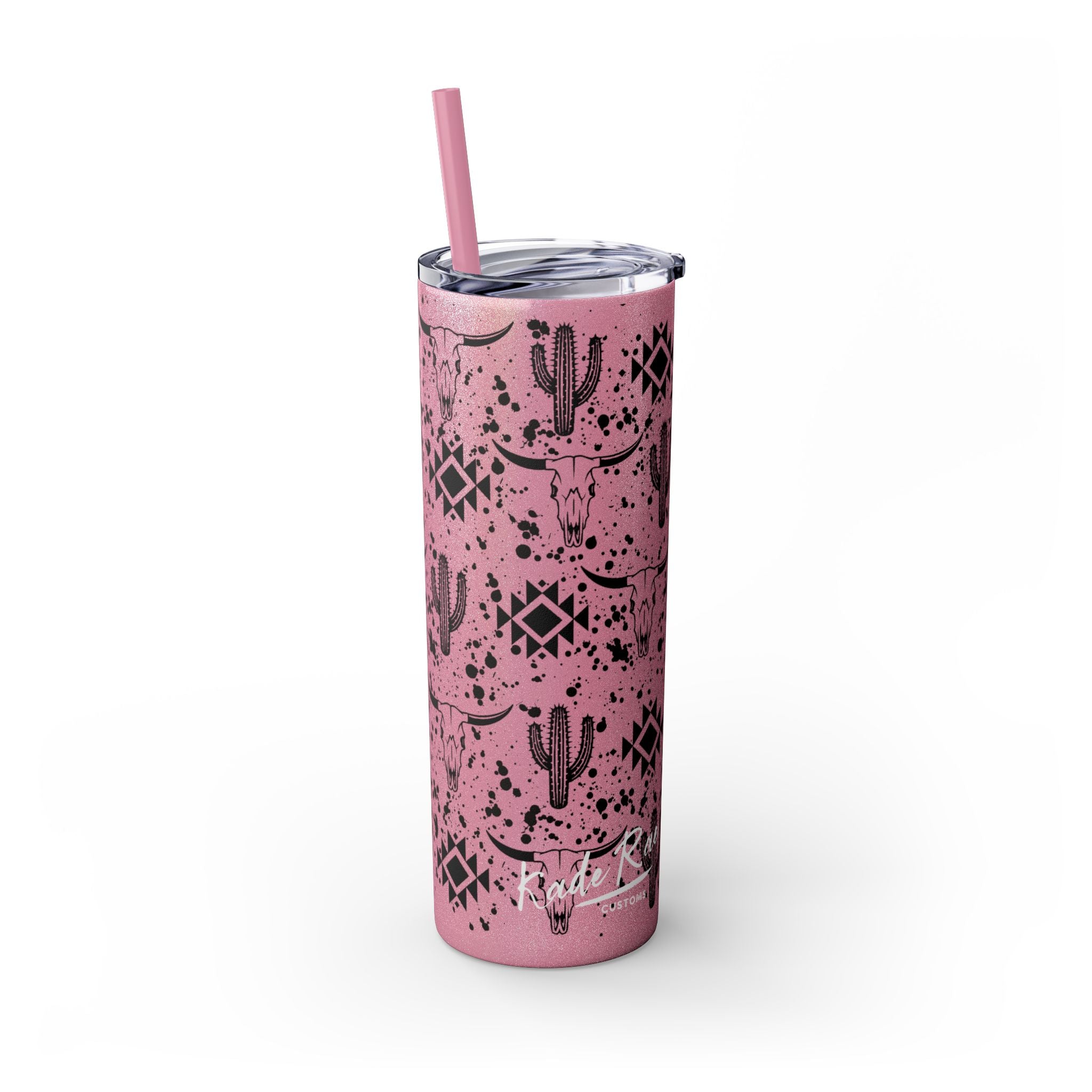 Western Boho Skinny Tumbler with Straw, 20oz