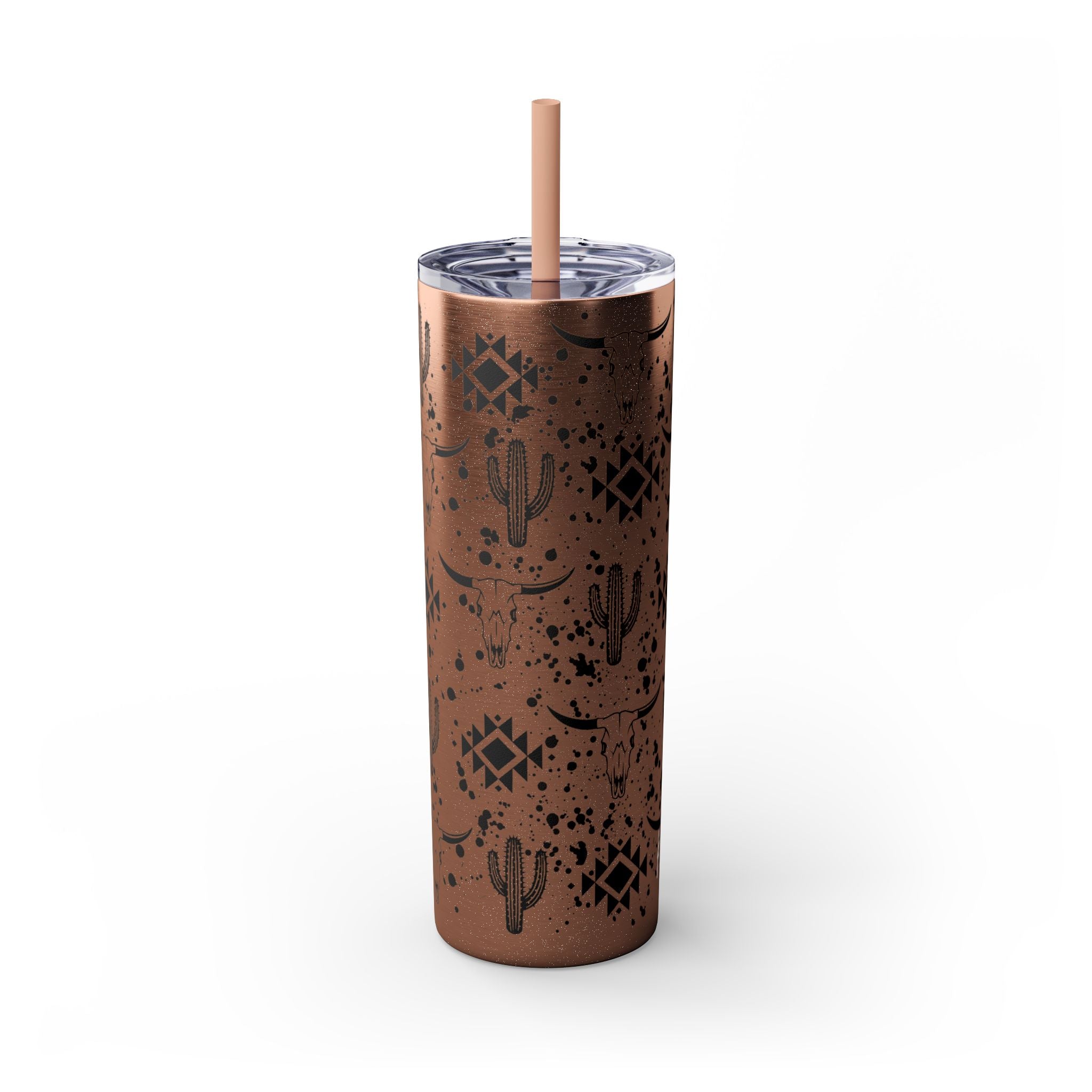 Western Boho Skinny Tumbler with Straw, 20oz