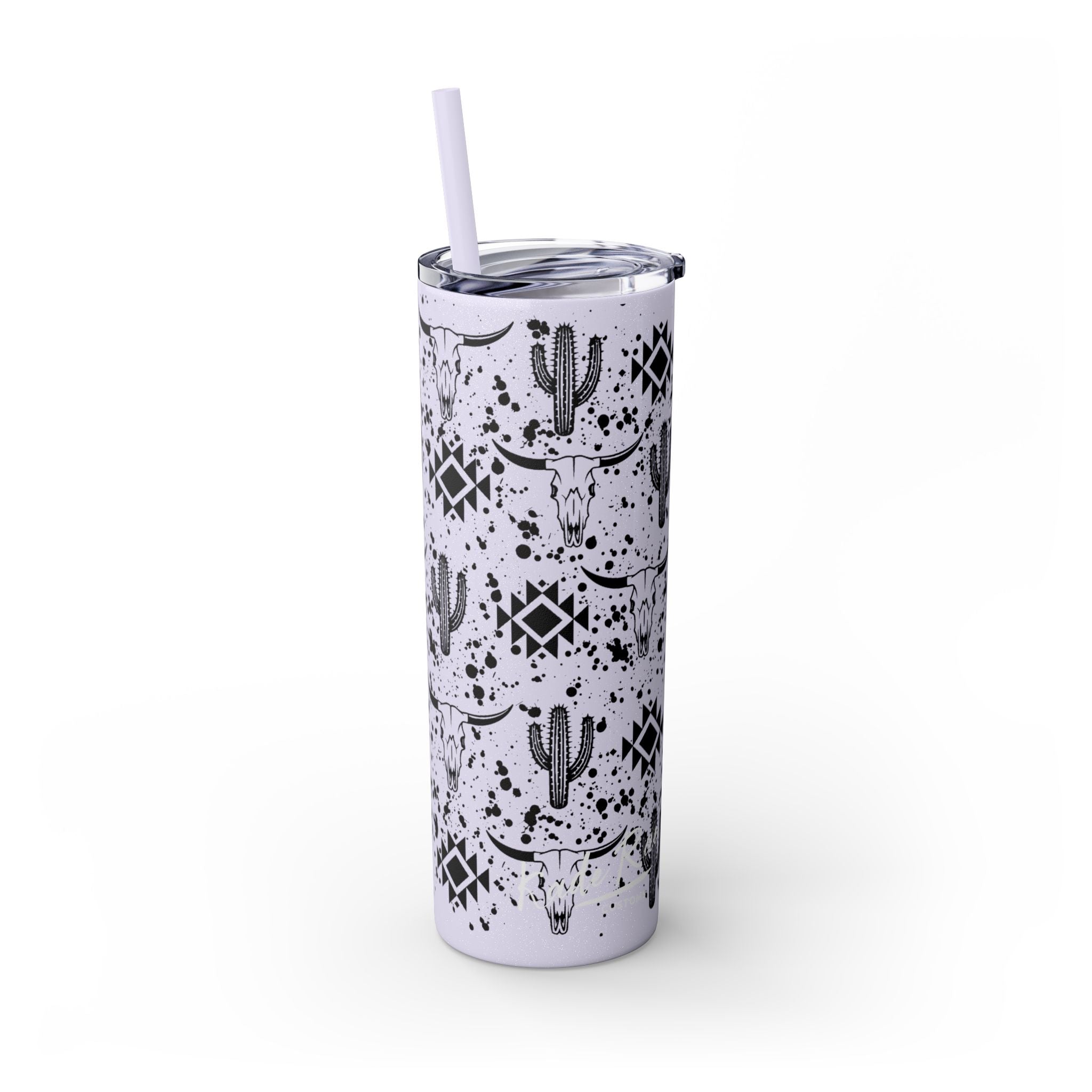 Western Boho Skinny Tumbler with Straw, 20oz