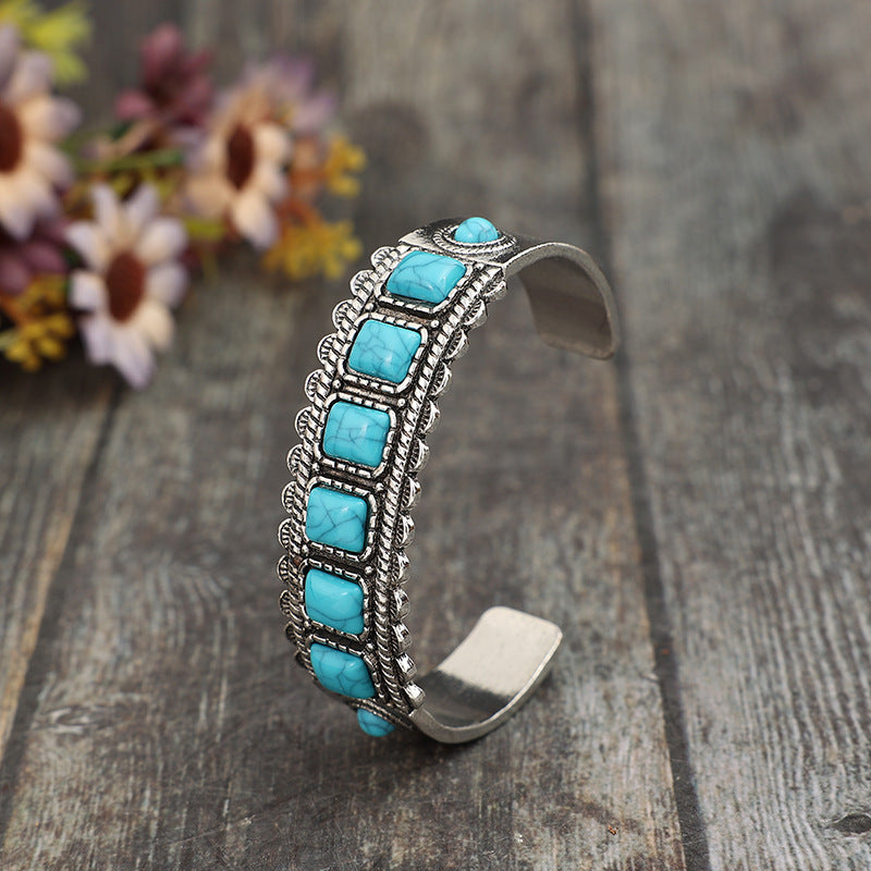 Alloy Inlaid Natural Stone Bracelet